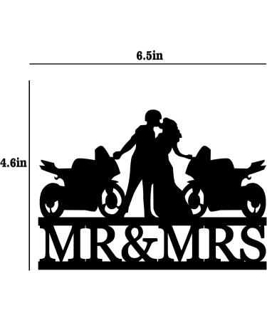 Motorcycle Wedding Cake Topper Funny Mr and Mrs Cake Topper - The Bride and Groom Kissing Face to Face Before Their Motorcycle Funny Motorcycle Bride and Groom Cake Topper - Buy Online on GoSupps.com