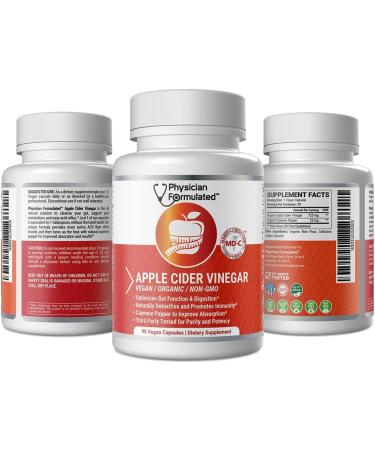 Organic Apple Cider Vinegar Capsules 750mg with Cayenne Pepper for Fast Detox - 90 Capsules - Buy Online on GoSupps.com
