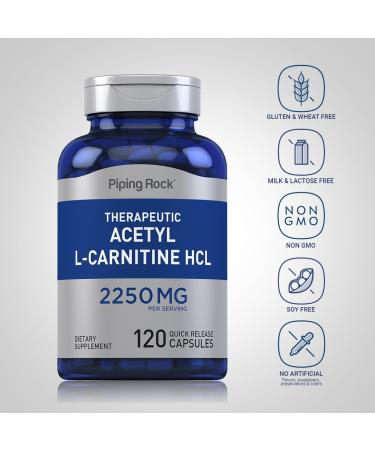 Piping Rock Acetyl L-Carnitine 2250 mg | 120 Capsules | Non-GMO Gluten Free Therapeutic HCL Supplement - Buy Internationally - Buy Online on GoSupps.com
