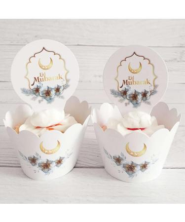 Eid Mubarak Cupcake Topper 12pcs Ramadan Cupcake Toppers Mubarak Eid Decorations Cake Topper For Muslim Festival Party Supplies - Buy Online on GoSupps.com