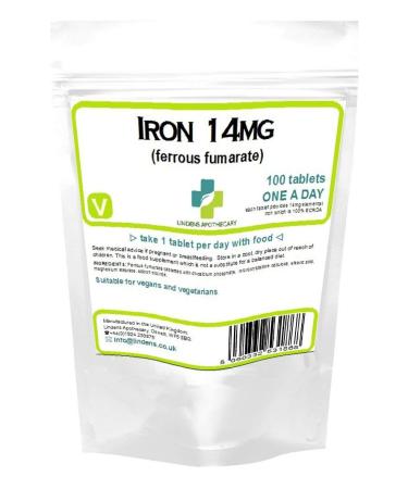 Lindens Iron Tablets 14mg One a Day 100 Tablets (Ferrous Fumarate)