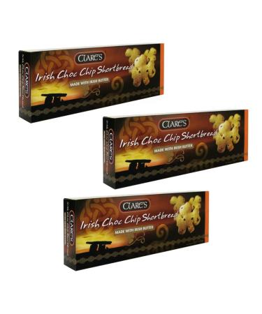 ANTICO CAFFE' NOVECENTO Clare's | Pure Butter & Chocolate Scottish Biscuits - 3 x 135g | Butter & Chocolate Chip Biscuits | Shamrock-Shaped Biscuit Box