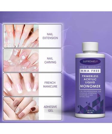 Acrylic Liquid Monomer Professional Salon MMA-FREE Non-Yellow | Medium Drying Time Maximum Strength Adhesive Nail Extension | Used for Natural Nails and Fake Nails Purple By Supremely 50 ml - Buy Online on GoSupps.com