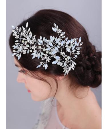 JWICOS Crystal Bridal Headpiece Wedding Headband for Brides Flower Bride Hair Vine Wedding Hair Accessories for Women and Girls