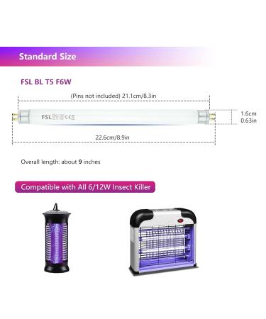 FSL BL T5 F6W Mosquito Lamp Replacement Bulb - 9in UV Tubes for 6/12W Electric Insect & Mosquito Killers (2-Pack) | International Shipping Available - Buy Online on GoSupps.com