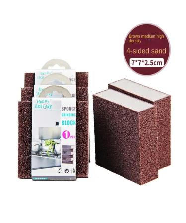 Scrubber Set Emery Sponge Wipe Kitchen Dishwashing Pot Brush Rust Removal Grinding Sponge Block Household Cleaning Brush Pot Supplies Sponge(Brown) A Brown - Buy Online on GoSupps.com