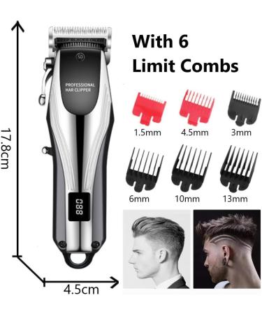 Professional Cordless Hair Clippers for Men - Rechargeable Adjustable Hair Trimmer with LCD Display | Barber Shop Quality - Buy Online on GoSupps.com