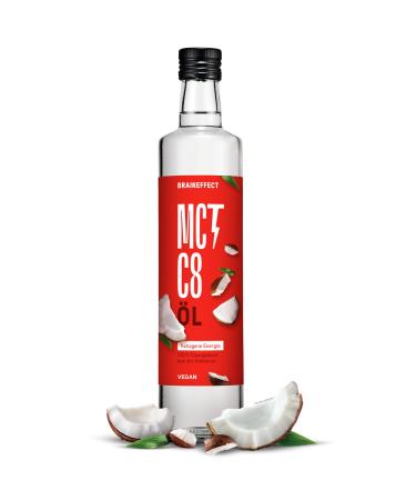 BRAINEFFECT Huile MCT 100% C8 - Qualit allemande - Huile C8 pure (sans C10) issue d'extrait de noix de coco de premi re qualit - 500 ml 500 ml (Lot de 1)