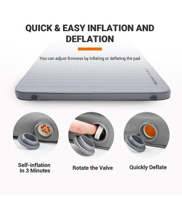 KingCamp Luxury 3D Self-Inflating Double Camping Mattress | 9.5 R-Value Thick Foam Sleeping Pad for 2 People | Outdoor Air Camping Mat | Grey 79 x 50.4 x 3.0 - Buy Online on GoSupps.com