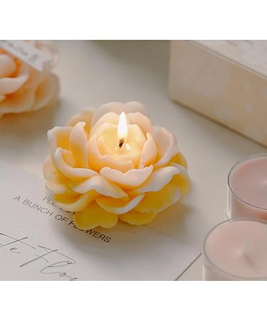 Jasmine Flower Shape Scented Candle 50G Multicolour Romantic Soy Wax Aesthetic Decorative Healing Candle for Valentine's Day Wedding Birthday Prefect Gift for Meditation Stress Relief Mood (Yellow)