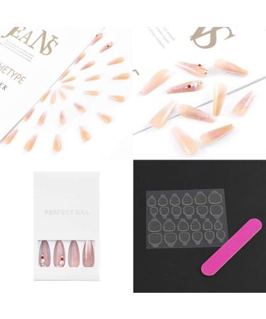 Sethexy Long Sparkle Ballerina False Nails | Nude Pink Bling Crystal Coffin | 24 St Acrylic Art Nail Tips for Women & Girls - Buy Online on GoSupps.com