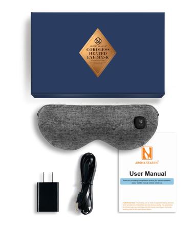 Aroma Season Cordless Heated Eye Mask - Washable & Portable Electric Warm Compress for Dry Eyes, Stye, Blepharitis - Gray - Buy Online on GoSupps.com