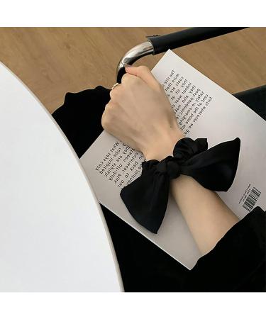 Inilbran Boho Silk Hair Bow Rope Scrunchies Black Silky Bow Hair Band Hair Ties Vintage Elastic Hair Tie Ropes French Bowknot Ponytail Scrunchy Hair Ties Hair Accessories for Women and Girls Headdress - Buy Online on GoSupps.com