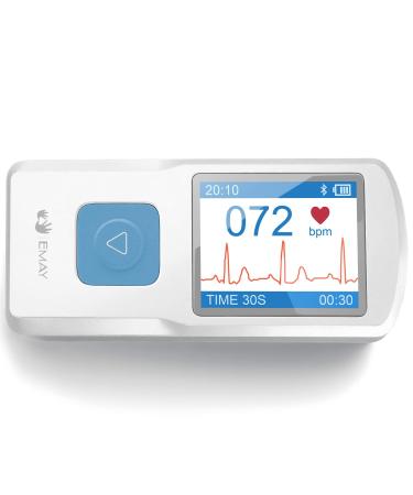 EMAY Portable ECG Monitor | Record ECG and Heart Rate Anytime Anywhere | Stand-Alone Device with LCD Screen and Storage | No Subscription Required