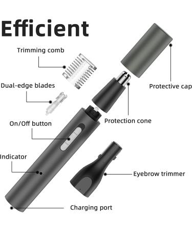 Rechargeable Nose and Eyebrow Trimmer - Professional 2 in 1 Metal Razor for Painless Hair Removal - Black - Buy Online on GoSupps.com