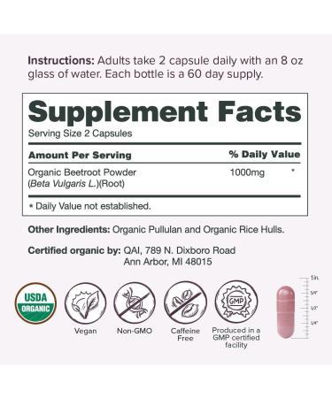 Sur Organic Beet Root Capsules 1000mg - Supports Healthy Circulation and Increased Energy - Nitric Oxide Superfood (120 Capsules) - Buy Online on GoSupps.com