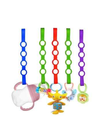 Baby Pacifier Clips,5 Pack Stretchable Silicone Toy Safety Straps,Baby Toddler Bottles Harness Straps for Strollers, Shopping Trolley,Cars,Hanging Baskets,Cribs,Bags