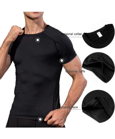 3 Pack Men's Compression Shirts | Short Sleeve Workout T-Shirt Set | Cool Dry Baselayer Sport Tops | Black+White+Gray - Small - Buy Online on GoSupps.com