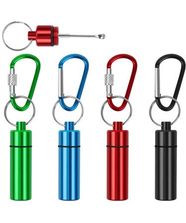 OiwMuOck Snuff bottle with spoon kit Portable refillable container Aluminum alloy telescopic spoon (4 pieces)