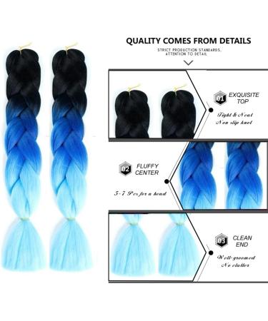 JOCXZI Colored Big Braids Braided Hair Blue Jumbo Braid Synthetic Hair (1 Piece) Hair Extension with 2 Hair Extension Rings for Crochet Twist Braiding Hair - Buy Online on GoSupps.com