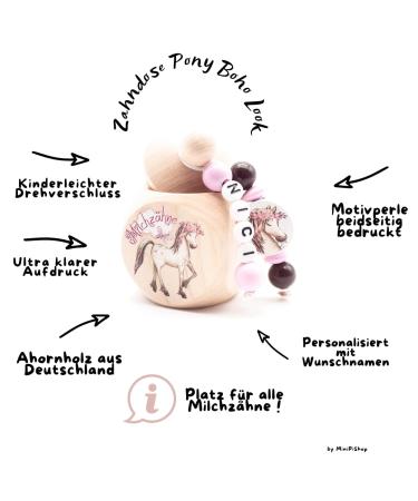 Personalized Wooden Milk Tooth Box for Girls - Pony Horse Design with Tooth Fairy Letter - Buy Online on GoSupps.com