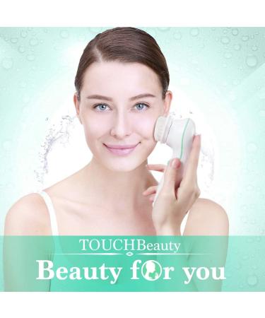 Touch Beauty Electric Facial Cleaning Brush Set - Waterproof with 3 Attachments | Gentle Exfoliation & Travel Case | 2 Speed Levels (Green) - Buy Online on GoSupps.com