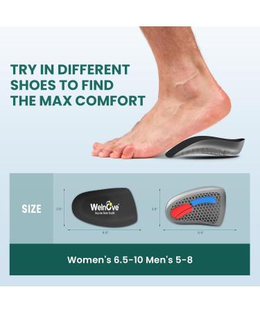 Plantar Fasciitis Inserts for Heel Pain - Welnove Gel Cushions with Arch Support | FSA/HSA Eligible - Heel Support for Women & Men (6.5-10 5-8 - Buy Online on GoSupps.com