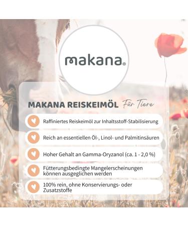 Makana Rice Germ Oil for Animals - 100% Pure & Refined | 1000 ml Dosing Bottle - Buy Online on GoSupps.com