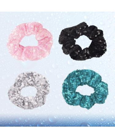 Shop Beaupretty 4-Piece Sequin Hair Scrunchies Stylish Rubber Ponytail Holders & Hair Accessories for All Hair Types | International Shipping Available - Buy Online on GoSupps.com