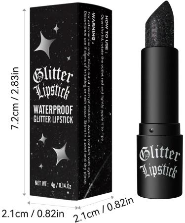  Opilroyn Halloween Black Lipstick Glitter Lipstick | Waterproof Glitter Sparkling Lipstick Non-Stick Matte Balm Body-Free for Women - Buy Online on GoSupps.com