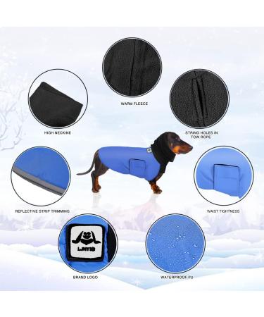Dachshund Raincoat - Waterproof Winter Clothes for Miniature Dachshund XS Blue - Buy Online on GoSupps.com