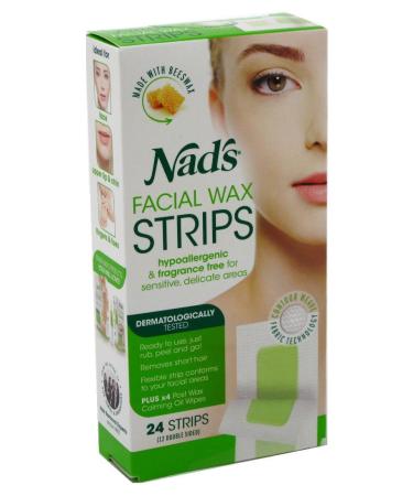 Nad's Facial Wax Strips - 24 Easy Waxing Strips for Smooth Skin - Buy Online on GoSupps.com