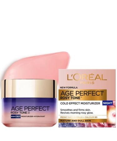 L'Oreal Paris Night Cold Effect Moisturizer Cream Age Perfect Rosy Tone with Imperial Peony Extract + Calcium B5 For Mature Skin Skincare 50 ml Night Cream 50ml