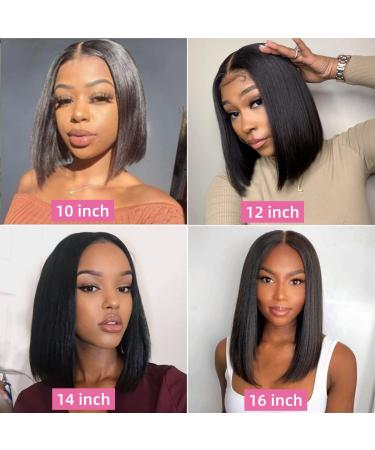 YIBUSI 12 Inch Human Hair Bob Wig 13x4 Frontal Lace, 180% Density Straight Bob Lace Front Wig for Black Women - HD Lace, Pre Plucked, Glueless - Buy Online on GoSupps.com