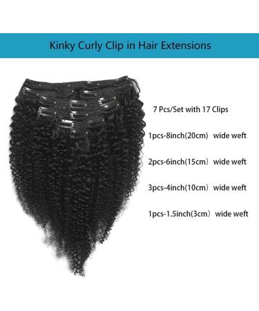 GIVLOVE Kinky Curly Clip in afro Hair Extensions Clip Ins Brazilian Remy Human Hair for Black Women Natural Color 7pieces (1b# 120g) (1b 14inch) 14inch 1b - Buy Online on GoSupps.com