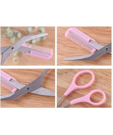 Professional Eyebrow Scissors & Trimmer for Precision Shaping | Non-Slip Grip Beauty Tool for Men & Women - Pink - Buy Online on GoSupps.com