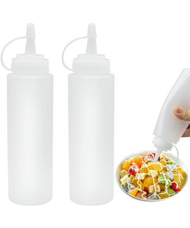 2 Pcs Condiment Bottle, Sauce Bottle, 8 oz Squeeze Bottles, Plastic Squeeze Bottle, for Painting, Baking, Ketchup, Olive Oil 250ML