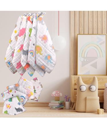 Duncan Duck 6 Layer Muslin Cloths for Baby - Super Soft Dinosaur Design - Essential Newborn Wash Cloth and Burp Cloths - 100% Cotton Muslin Squares - Buy Online on GoSupps.com