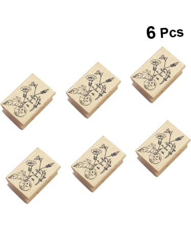 Lurrose 12 Pcs Vintage Decor Plant Vintage Stamps Wood Seal Stamp Ink Child Fleeting Time - Buy Online on GoSupps.com