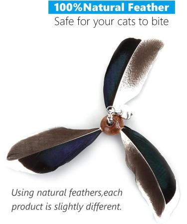 cobee Cat Wand Toys Interactive Cat Toys with 2 Feather Refills Cat Feather Propeller Wand Toy with Bell Cat Feather Toys Replacement Refills Indoor Cat String Toy for Kitten Training(Piebald) - Buy Online on GoSupps.com