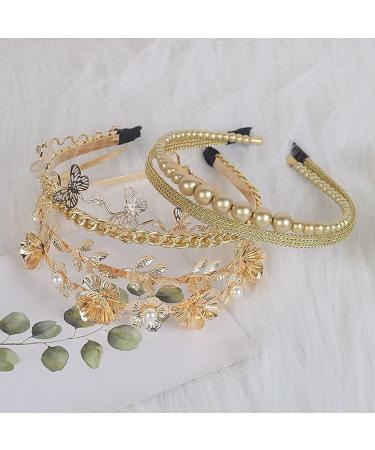 10 PCS Gold Metal Rhinestone Pearl Headbands - Wedding Bridal Hair Accessories - Buy Online on GoSupps.com