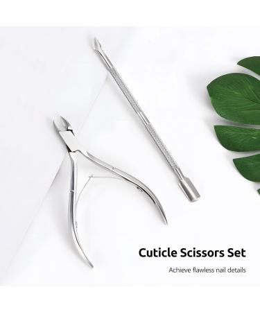Cuticle Trimmer with Cuticle Pusher - Cuticle Remover Cuticle Nipper Professional Stainless Steel Cuticle Cutter Clipper Durable Pedicure Manicure Tools for Fingernails and Toenails (Silver) - Buy Online on GoSupps.com