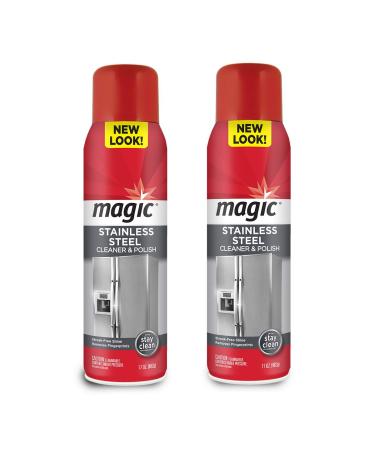 Magic Stainless Steel Cleaner Aerosol - 17 Ounce (2 Pack)- Removes Fingerprints Residue Water Marks and Grease from Appliances - Refrigerator Dishwasher Oven Grill 1.06 Pound (Pack of 2) - Buy Online on GoSupps.com