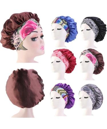 Tossper Women Satin Night Cap - Wide Elastic Hair Cover & Bonnet for Curly Hair - Black - Buy Online on GoSupps.com