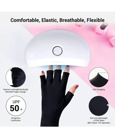 SONGQEE Anti-UV Gel Nail Lamp Gloves - Manicure Protection for Hands | Fingerless Nail Art Skin Care Gloves for Home & Outdoor Use - Black - Buy Online on GoSupps.com