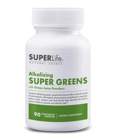 100% Organic Alkalizing Super Greens - Superfood w/Alfalfa Barley & Wheat Grass Matcha & Chlorella - Natural Source of Phytonutrients & Chlorophyll | Promotes pH Body Balance & Detox | 90 Capsules