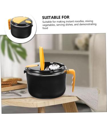 Zerodeko Instant Noodle Bowl Salad Bowl Ramen Soup Bowl with Tableware Insulated Bowl Stainless Steel Gaiwan Black 18.5X14.5CM - Buy Online on GoSupps.com