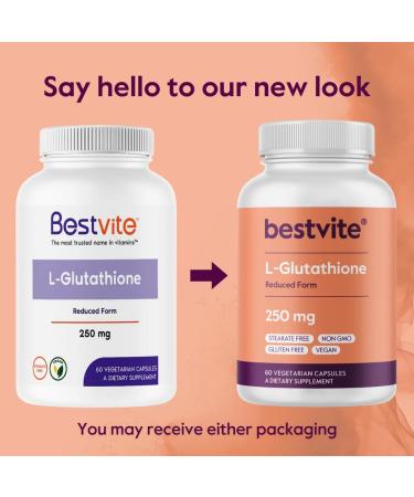 BESTVITE L-Glutathione 250mg (60 Vegetarian Capsules) - No Stearates - Vegan - Non GMO - Gluten Free - Buy Online on GoSupps.com