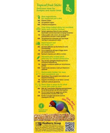 Buy RIO Stick for Budgies & Exotic Birds - Tropical Fruits - 80g Pack | International Shipping Available - Buy Online on GoSupps.com