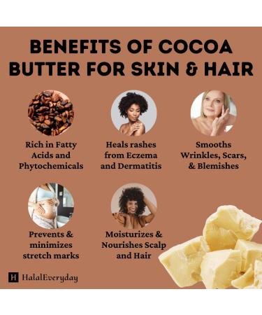 1 Lb Ecuadorian Cocoa Butter - Pure Raw & Unprocessed for Lotion, Cream, Lip Balm - Non-GMO, Vegan, Halal - Buy Online on GoSupps.com